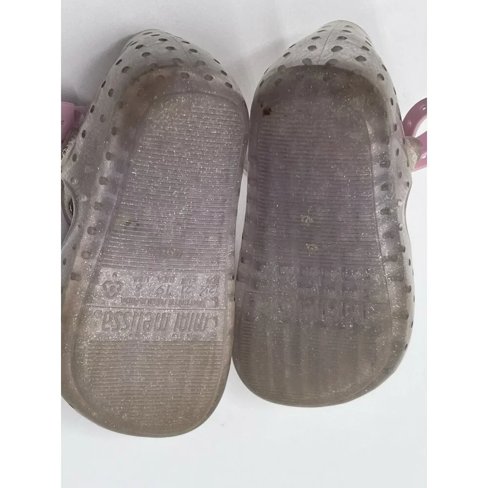Mini Melissa Kids Girls Mary‎ Jane Size 6 Clear Glitter Pink Bow Jelly Shoes